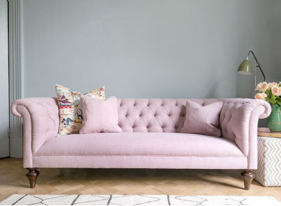 Chesterfield Textil Polster Design Canapé Luxus Couch Klassesch Canapé 3 Sëtzer Nei