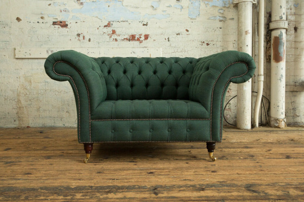 Couch Polster Sofa Textil Chesterfield Couchen Garnitur 1,5 Sëtzer Dräisëtzer