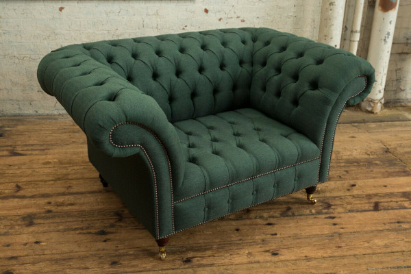 Couch Polster Sofa Textil Chesterfield Couchen Garnitur 1,5 Sëtzer Dräisëtzer