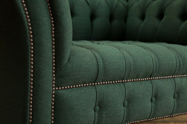 Couch Polster Sofa Textil Chesterfield Couchen Garnitur 1,5 Sëtzer Dräisëtzer