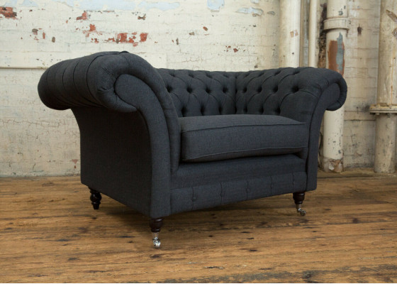 Couch Polster Design Sofa Schwaarz Schwaarz 1,5er Sëtz Sofas Miwwelen Chesterfield