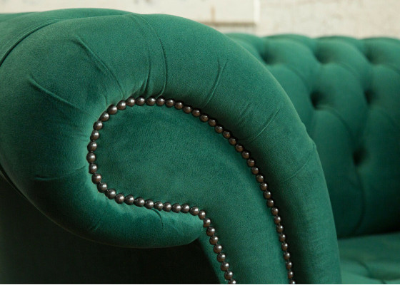 Sofa 1,5 Sëtzer Wunnlandschaft Sofas Couch Polstersett Stoff Lieder Modern