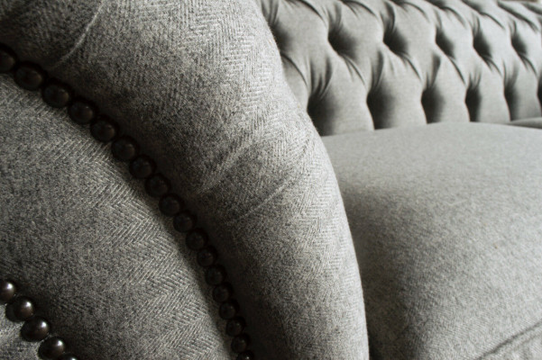 Sofa Couch Polster Design Sëtz Sofen Zëmmer Miwwelen Lieder 2er Modern Griis Stoff
