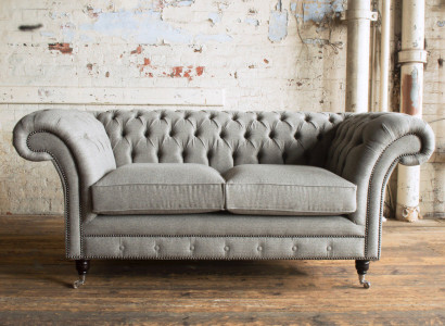 Sofa Couch Polster Design Sëtz Sofen Zëmmer Miwwelen Lieder 2er Modern Griis Stoff