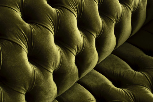 Klassesch Sofa 2 Sëtzer Chesterfield Couch Textil Samt Kristaller Gréng Samt Nei