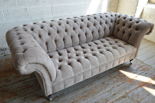 Chesterfield 3 Sëtzer Couch Polster Couchen Sëtz Wunnzëmmer Sofa Dräisëtzer Nei