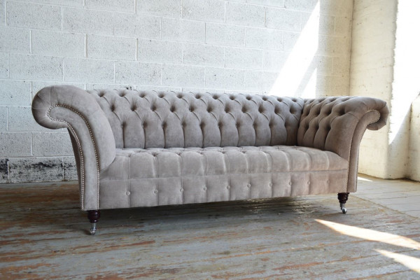 Chesterfield 3 Sëtzer Couch Polster Couchen Sëtz Wunnzëmmer Sofa Dräisëtzer Nei