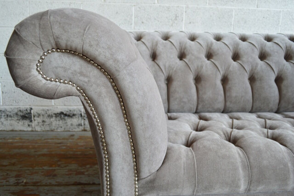 Chesterfield 3 Sëtzer Couch Polster Couchen Sëtz Wunnzëmmer Sofa Dräisëtzer Nei