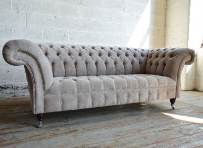 Chesterfield 3 Sëtzer Couch Polster Couchen Sëtz Wunnzëmmer Sofa Dräisëtzer Nei