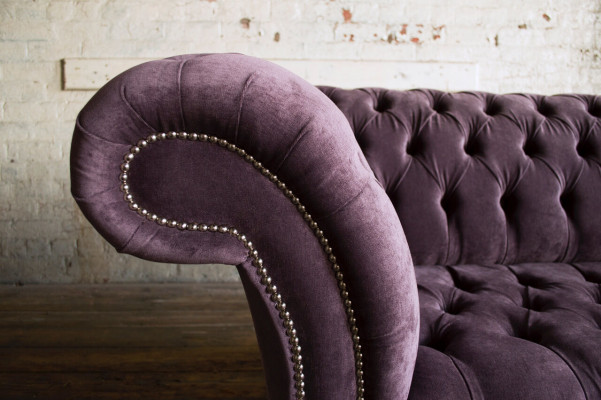 Canapé 2 Sëtzer Chesterfield Design Relax Canapéë Polster Modern Couchen Violett Nei