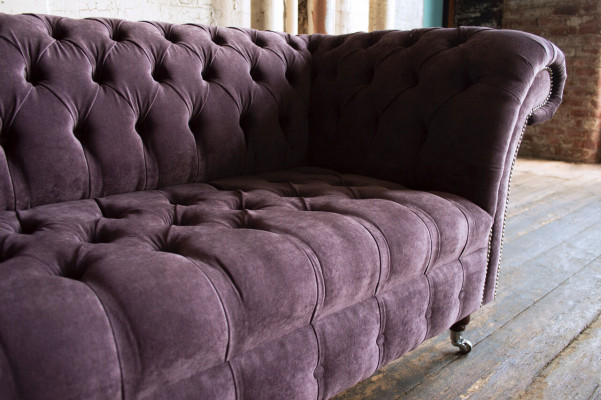 Canapé 2 Sëtzer Chesterfield Design Relax Canapéë Polster Modern Couchen Violett Nei