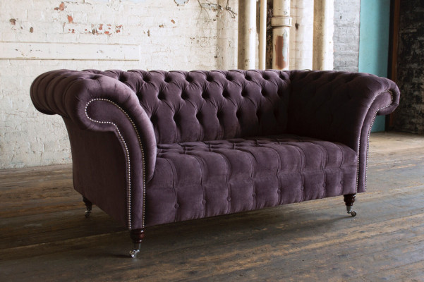 Canapé 2 Sëtzer Chesterfield Design Relax Canapéë Polster Modern Couchen Violett Nei