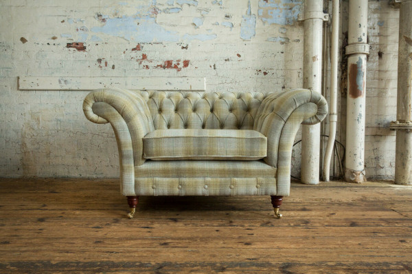 Chesterfield Sofa Couch Polster Garnitur 1,5 Sëtzer Sofaen Klassesch Einsëtzer