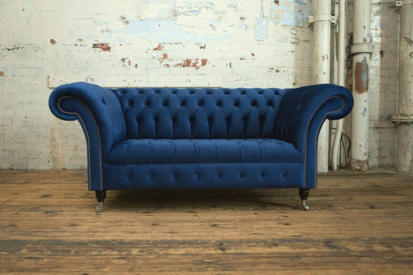 Klassesch Chesterfield Couch Blo Polster Garnitur 2-Sitzer Sofa Sofa 185cm