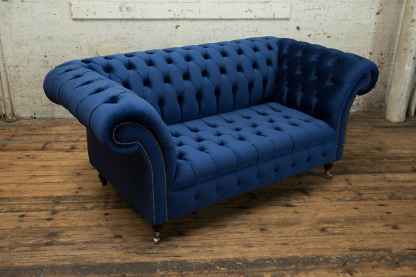 Klassesch Chesterfield Couch Blo Polster Garnitur 2-Sitzer Sofa Sofa 185cm