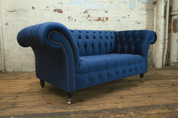 Klassesch Chesterfield Couch Blo Polster Garnitur 2-Sitzer Sofa Sofa 185cm