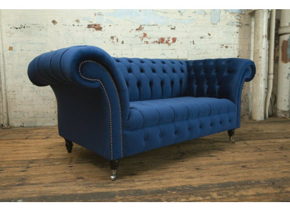 Klassesch Chesterfield Couch Blo Polster Garnitur 2-Sitzer Sofa Sofa 185cm