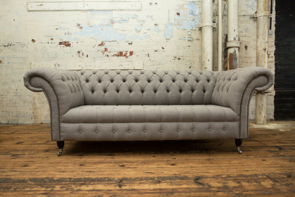 Klassesch Chesterfield Design Canapé 3 Sëtzer Sofa Canapé Samt Lieder grouss 225cm