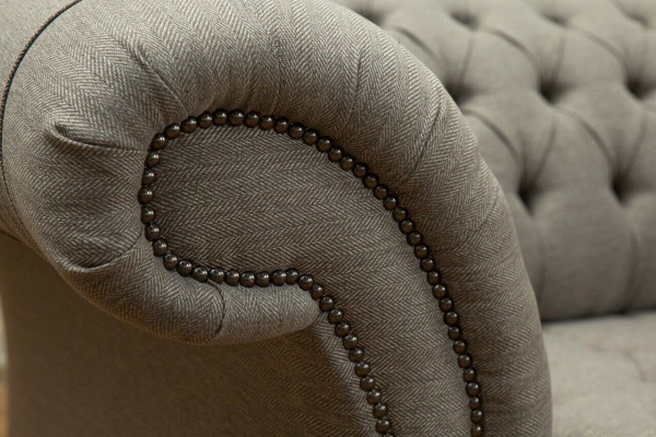 Klassesch Chesterfield Design Canapé 3 Sëtzer Sofa Canapé Samt Lieder grouss 225cm