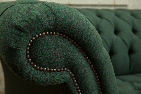 klassesch Chesterfield Design Couch 3 Sëtz Sofa Couch Samett grouss 225cm Lieder