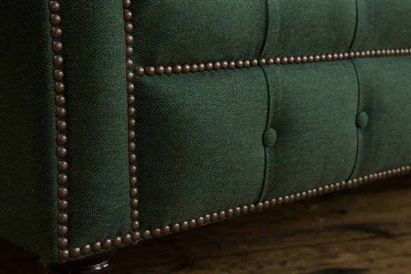 klassesch Chesterfield Design Couch 3 Sëtz Sofa Couch Samett grouss 225cm Lieder