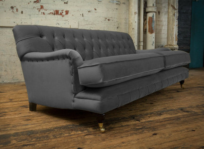 Chesterfield 3-Sëtzer Canapé Polster Textil Couchen Sëtz Wunnzëmmer Sofa Samt Nei