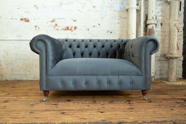 Chesterfield Design Sofa 2 Sëtzer Couch Polstersëtz Garnitur Lieder Textil Gro