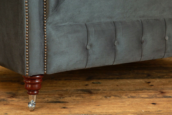 Chesterfield Design Sofa 2 Sëtzer Couch Polstersëtz Garnitur Lieder Textil Gro