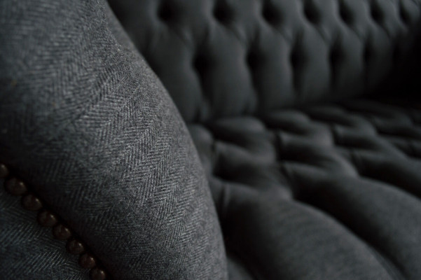 Textilstoff Sofa Couch Chesterfield grouss Sofae xxl Sëtz Polster 185cm Couche.