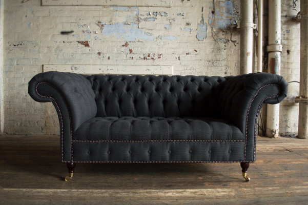 Textilstoff Sofa Couch Chesterfield grouss Sofae xxl Sëtz Polster 185cm Couche.