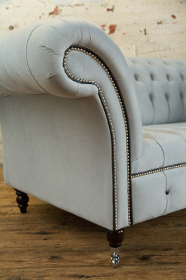 Textil Sofa Stoff Couch Chesterfield grouss Sofae XXL Couchen Sëtz Polster 185cm