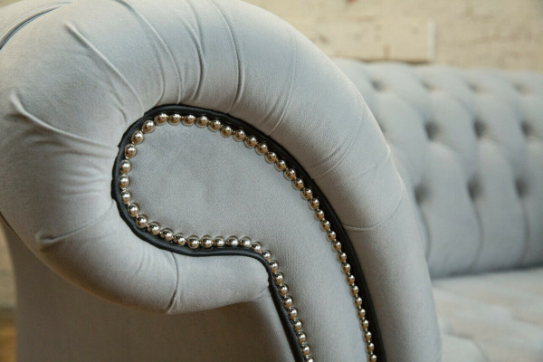 Textil Sofa Stoff Couch Chesterfield grouss Sofae XXL Couchen Sëtz Polster 185cm