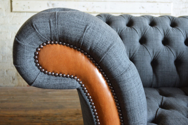 Sëtzel Canapé Polster Sofa Textil Chesterfield Canapéen 1,5 Sitz-Eenzelsëtz Gro.