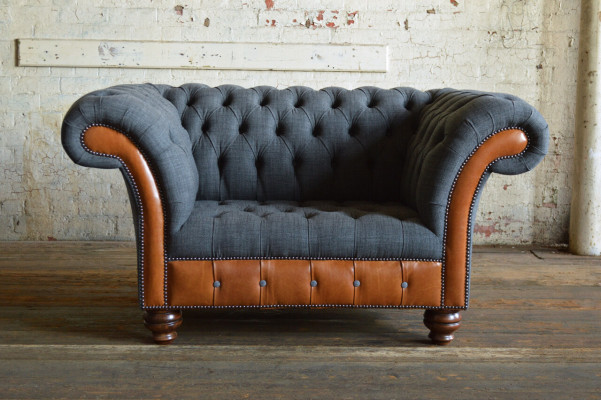 Sëtzel Canapé Polster Sofa Textil Chesterfield Canapéen 1,5 Sitz-Eenzelsëtz Gro.