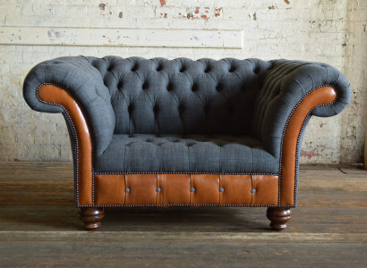 Sëtzel Canapé Polster Sofa Textil Chesterfield Canapéen 1,5 Sitz-Eenzelsëtz Gro.