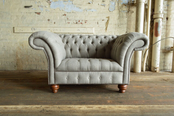Chesterfield Design Stoff Couch Fauteuil 1,5-Sëtzer Polster Sofas Lounge Gro Samt