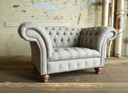 Chesterfield Design Stoff Couch Fauteuil 1,5-Sëtzer Polster Sofas Lounge Gro Samt