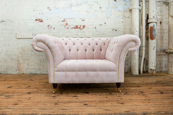 Chesterfield Sesselleeën Fernsehcouch 1 Sëtzer Sofa Stoff Couchen Polster Nei Textil