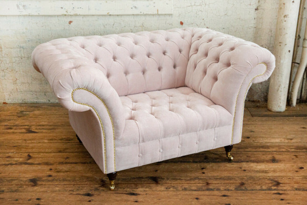 Chesterfield Sesselleeën Fernsehcouch 1 Sëtzer Sofa Stoff Couchen Polster Nei Textil