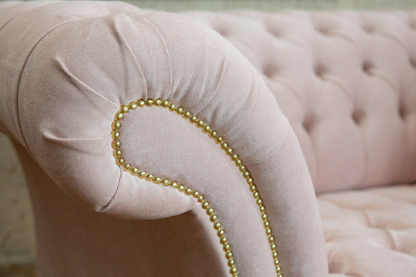 Chesterfield Sesselleeën Fernsehcouch 1 Sëtzer Sofa Stoff Couchen Polster Nei Textil