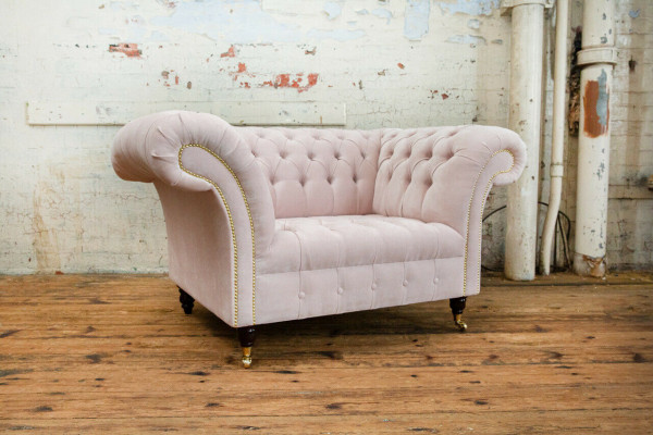 Chesterfield Sesselleeën Fernsehcouch 1 Sëtzer Sofa Stoff Couchen Polster Nei Textil
