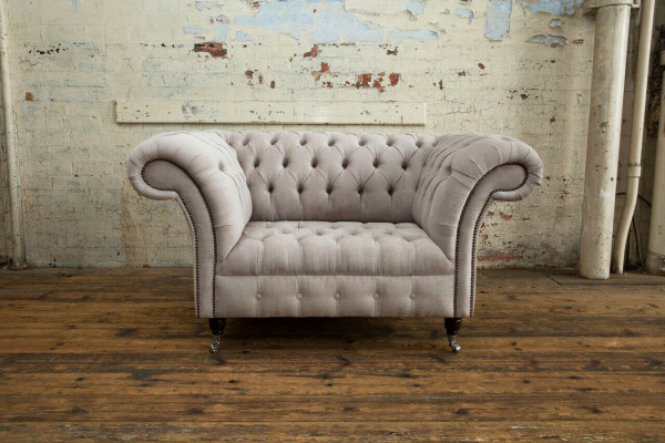 Sofa Chesterfield Canapéen Couch Polster Garnitur Stoff Lieder 1,5 Sëtzer Eenzelsëtzer