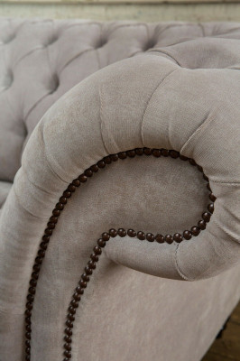 Sofa Chesterfield Canapéen Couch Polster Garnitur Stoff Lieder 1,5 Sëtzer Eenzelsëtzer