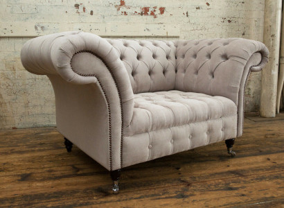 Sofa Chesterfield Canapéen Couch Polster Garnitur Stoff Lieder 1,5 Sëtzer Eenzelsëtzer