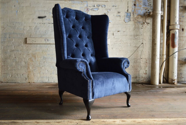 Bloen Ouersëtz Chesterfield Canapé Canapé Polster 1 Sëtz Fotell Canapéë Textil