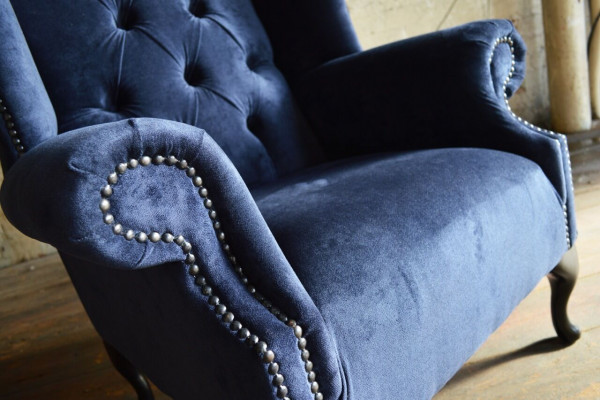 Bloen Ouersëtz Chesterfield Canapé Canapé Polster 1 Sëtz Fotell Canapéë Textil