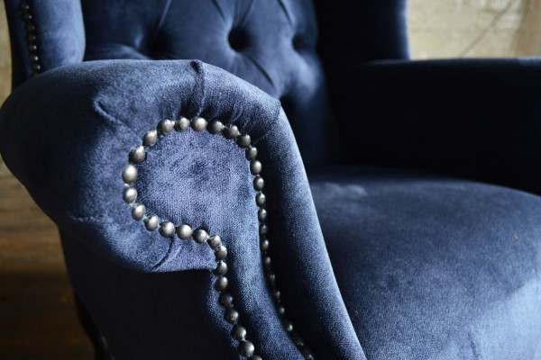 Bloen Ouersëtz Chesterfield Canapé Canapé Polster 1 Sëtz Fotell Canapéë Textil