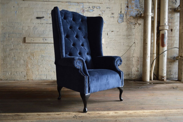 Bloen Ouersëtz Chesterfield Canapé Canapé Polster 1 Sëtz Fotell Canapéë Textil