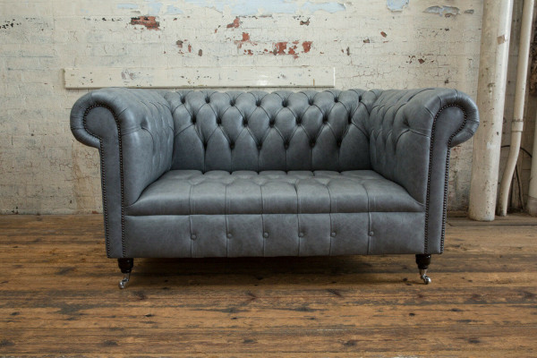Sofa Chesterfield 2-Sëtzer Canapé Polstersëtz Textil Stoff Lieder Canapéen Sofas