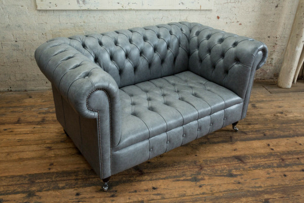 Sofa Chesterfield 2-Sëtzer Canapé Polstersëtz Textil Stoff Lieder Canapéen Sofas